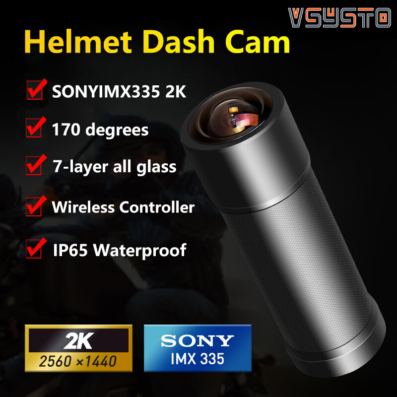 VSYSTO Helmet Dash Cam SonyIMX335 2K 170 Degrees Helmet Camera with Wireless Remote Controller WIFI Waterproof Installable on Helmet Bicycle Motorcycle ราคา 3,178 บาท*ส่งฟรี