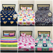 Heart Designs Canadian Bedsheet with Two Pillow case SALE