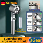 German 3-in-1 Handheld Shower with Filter and Water-saving Modes