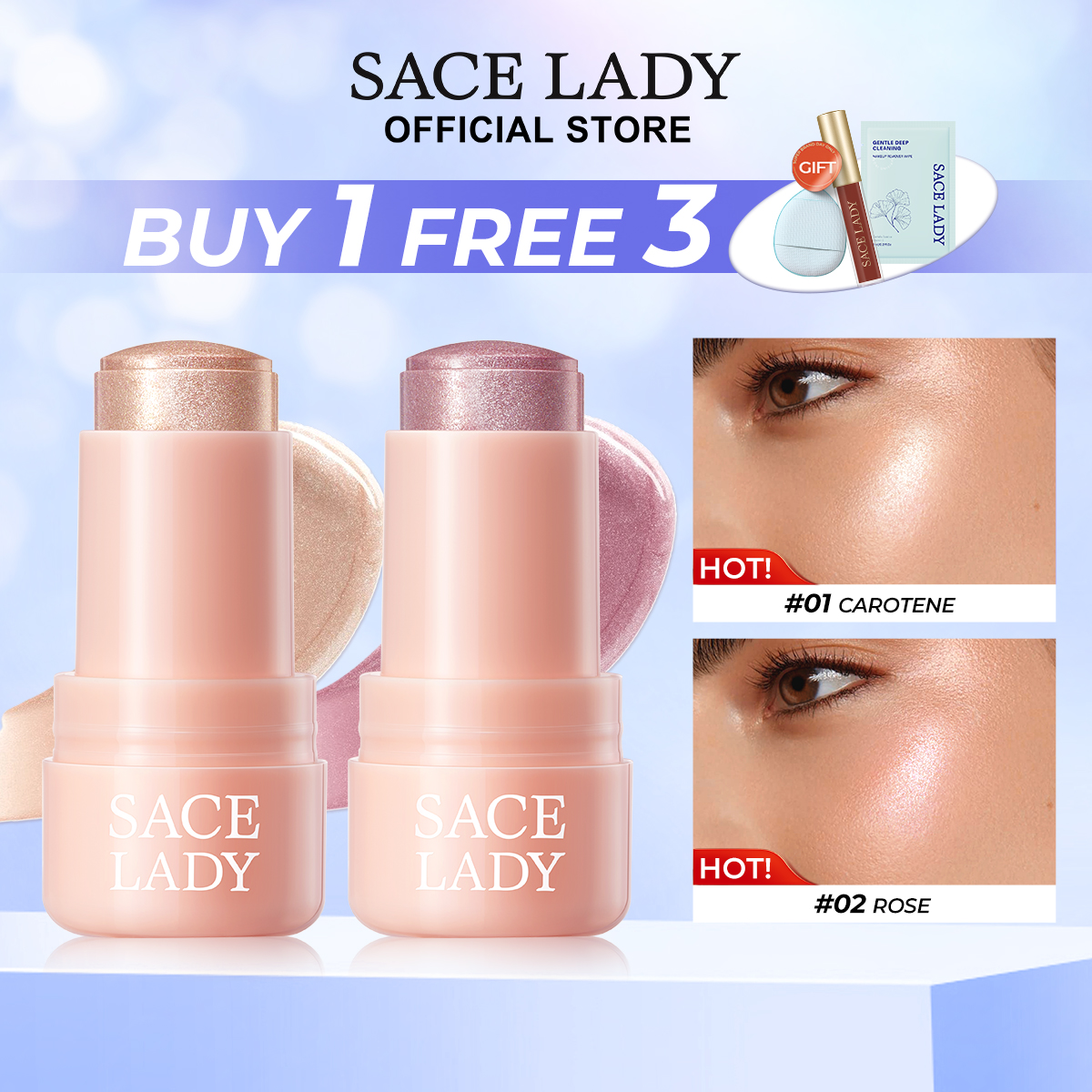 Discount on SACE LADY  shoes - SKU: SACE LADY Shimmer Highlighter Makeup Stick Jelly Texture Mult-use for Face Body Lasting Glowing Brig