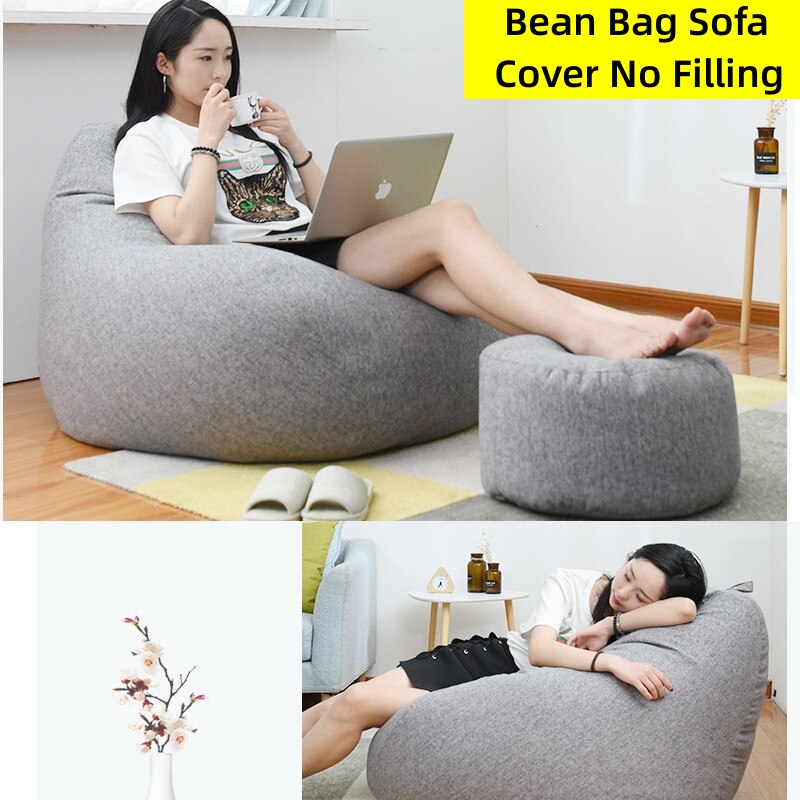 Solid Color Bean Bag Sofa Cover, 100*120CM, Bedroom Furniture