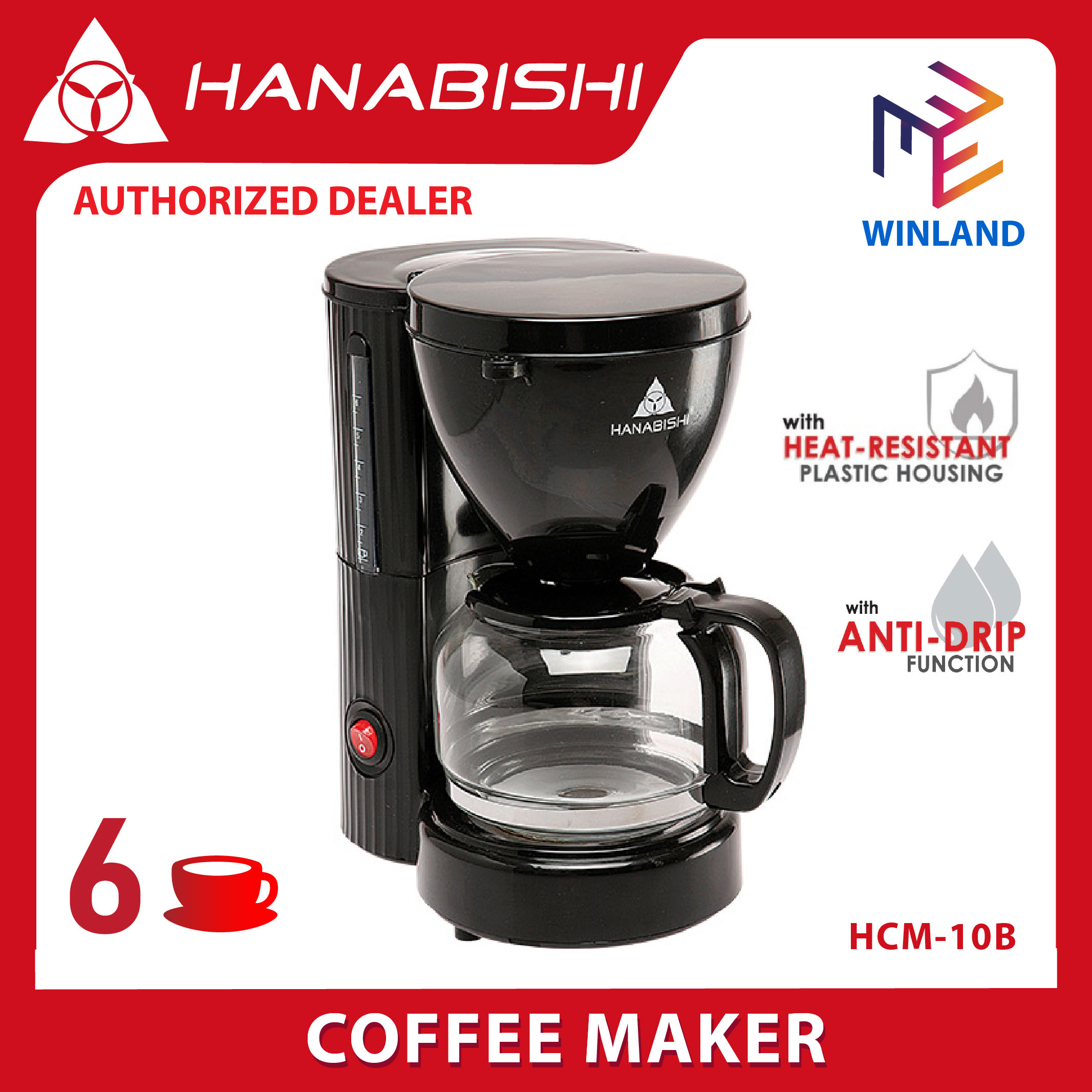 HANABISHI Coffee Cafe Maker Machine (6 cups) by Winland