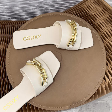 Women's flat shoes chain shaped sandals