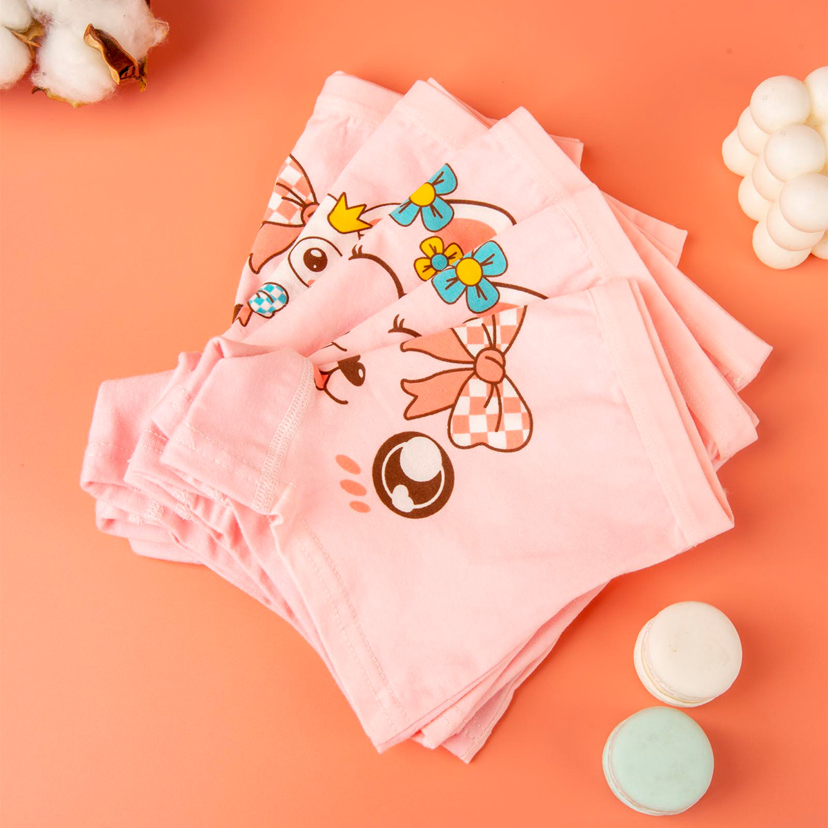 3pcs /Pack Girl Cotton Underwear Flat Angle Solid Color Short Panties  Children Four-Corner Panties, Size: L(Little Girl)