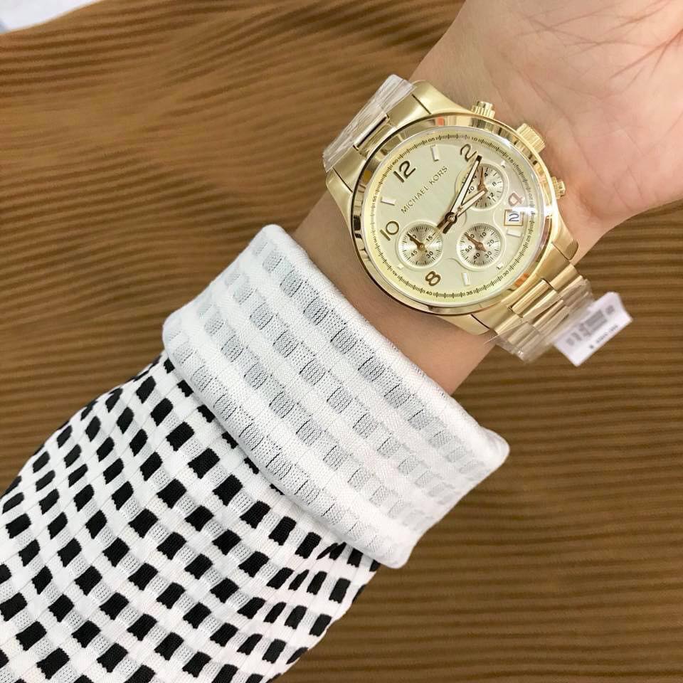 Michael Kors Runway MK5055 Women's Gold Chronograph Authentic Watch  Champagne | #465287551