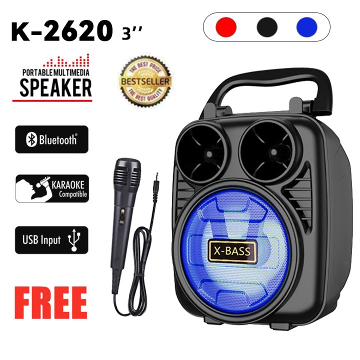 Karaoke Bluetooth Speaker with Microphone - Super Bass LED Speakers