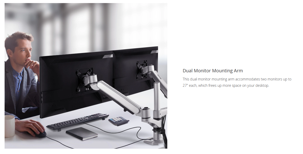 Viewsonic Spring-Loaded Dual Monitor Mounting Arm for Two Monitors up to 27