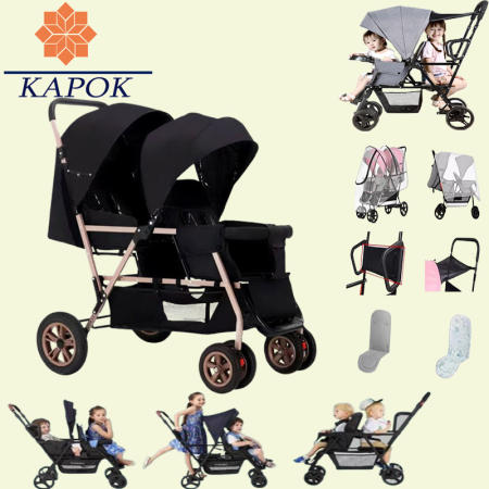 KAPOK Lightweight Twin Stroller for 2 Kids, Adjustable & Folding