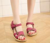 Leather Garterize Straps Open Toe Wedge Sandals for women on sale#C16