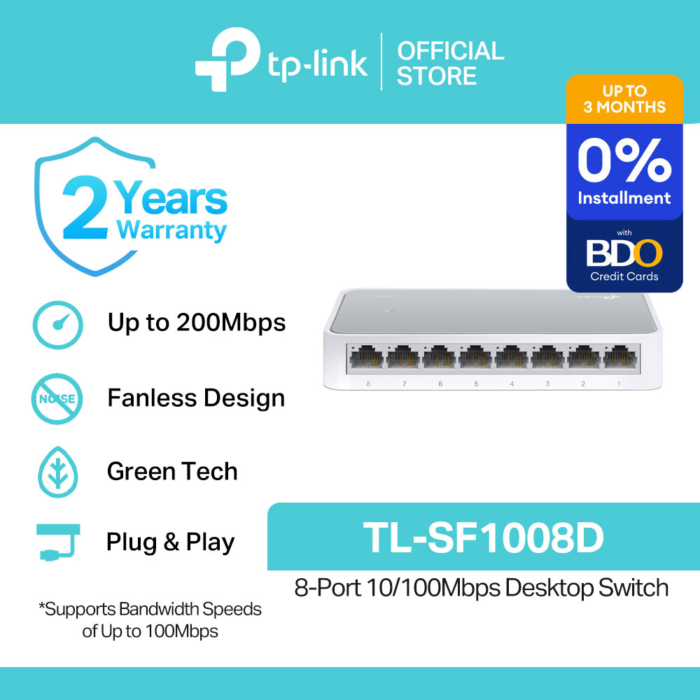 TP-Link Official Store / TL-SF1008D / 8-Port 10/100Mbps Plug and Play Unmanaged Gigabit Desktop Network Ethernet Switch Hub