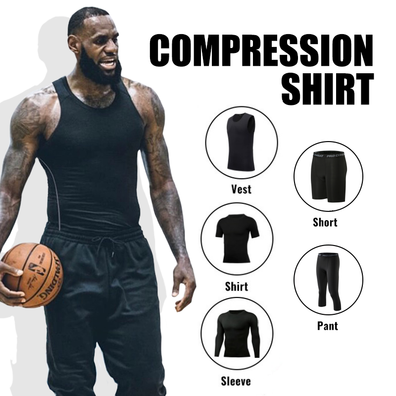 VeiLai Men Compression Shorts Shirt Basketball Inner Long Sleeve Short Sleeve Skinny Dryfit Lazada PH