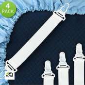 MAS GOODS Bed Sheet Grippers Clips - 4 Pcs Elastic Straps