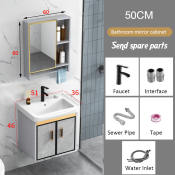 50cm Aluminum Bathroom Cabinet Mirror Ceramic Basin Sink Set