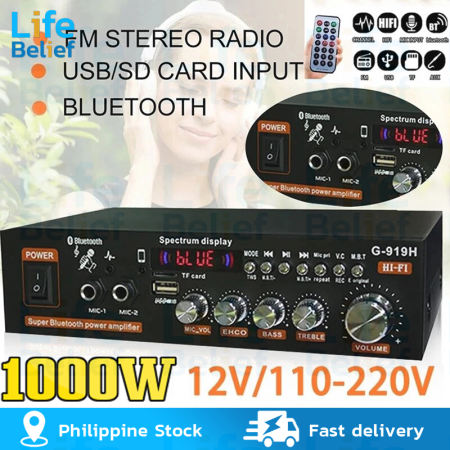 G919H 1000W Bluetooth Stereo Amplifier with FM Radio & USB