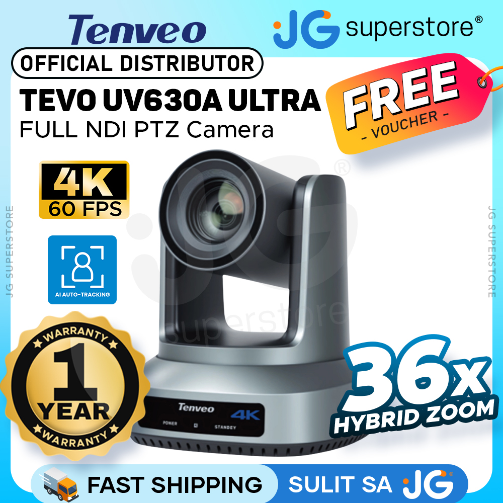 Tenveo TEVO-UV620A Ultra AI Auto Tracking & Framing PTZ Camera 4K 60fps UHD, 20x Optical + 16x Digital Zoom, Full NDI & Multi Interfaces (PoE USB HDMI SDI LAN) for Video Conference, Live Streaming, Worship Events Broadcast Video Production | JG Superstore - Brand Tenveo Presyo 46,800 Piso*Libreng Shipping