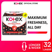 Kotex Antibacterial Longer & Wider Liners 16s x 2 Pack