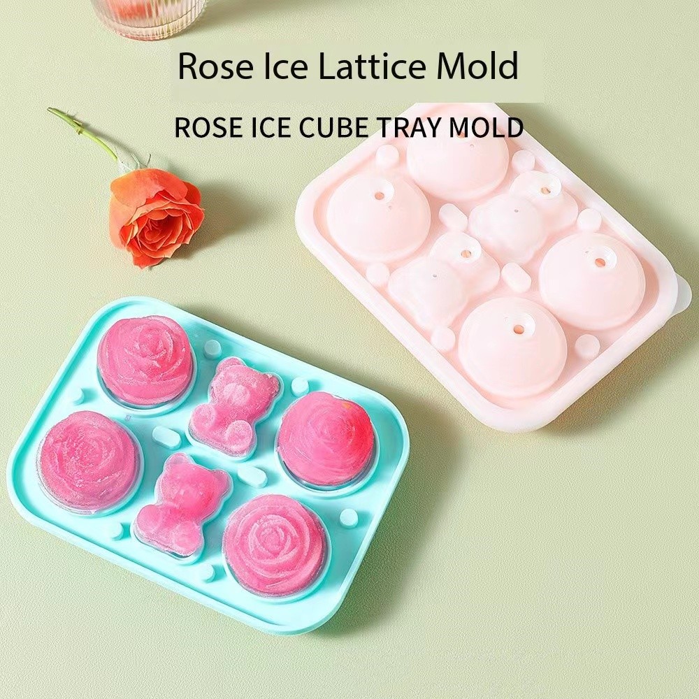 CTMALL 3D Rose Flower Ice Cube Mold Teddy Bear Ice Cube Mould Cake Mould  Tray Ice Cream DIY Tool RANDOM