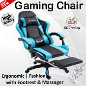 Gaming Chair with Footrest & Massager Ergonomic