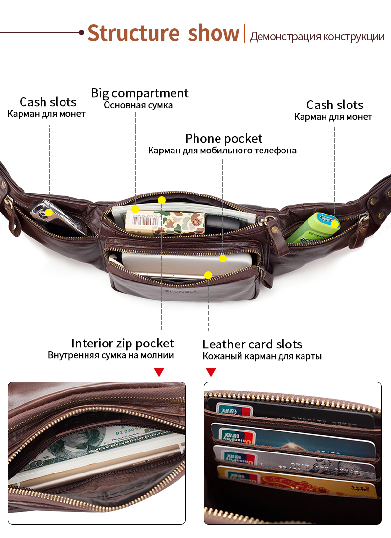 Luxury Leather Belt Bag for Men - Casual Messenger Chest Bag Fashion P –