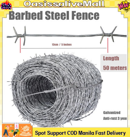 Oasissglivemall Steel Barbed Fence: Anti-Climb, Galvanized
