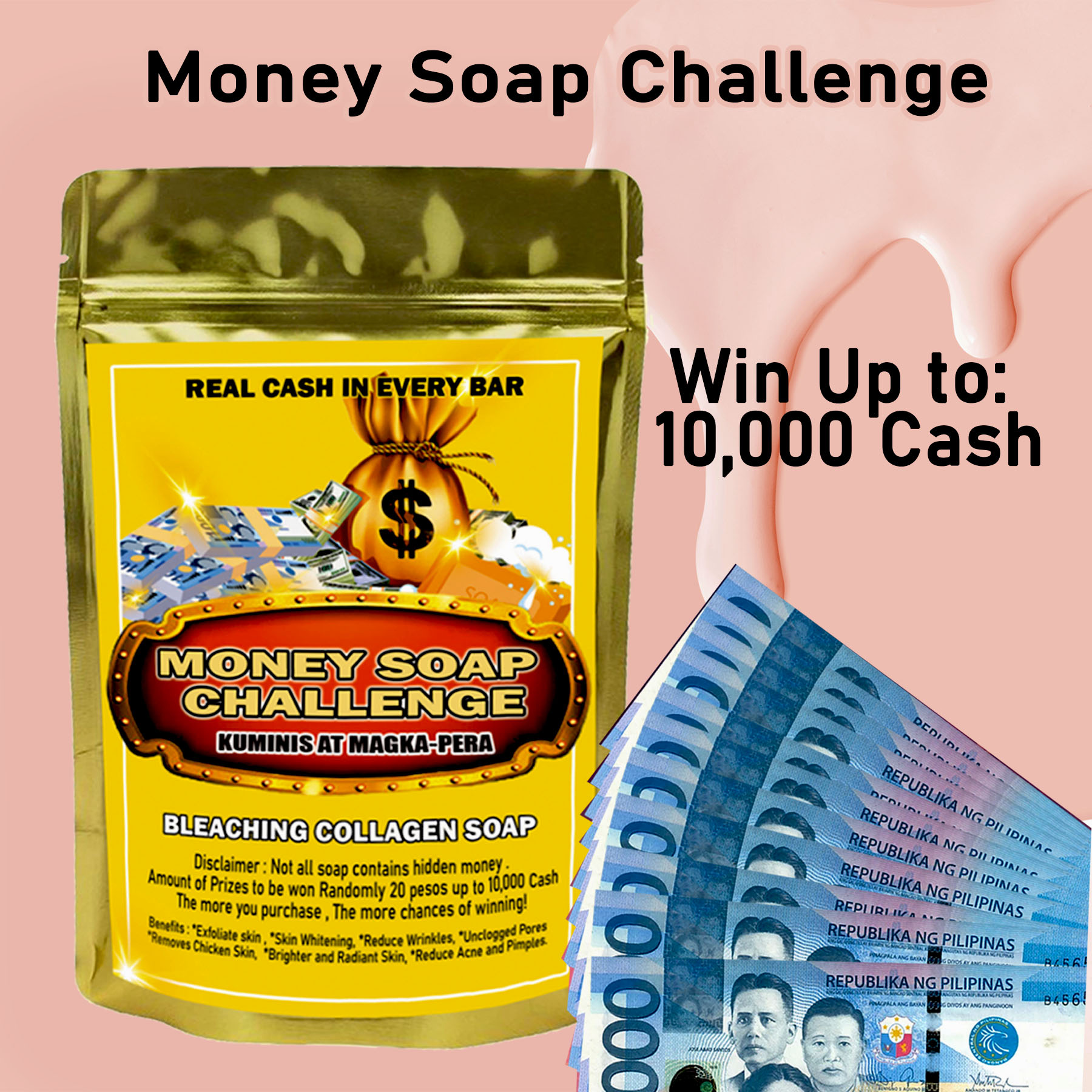 Money-soap Niacinamide (GOLD) Whipp Soap Money soap with price inside  random amount