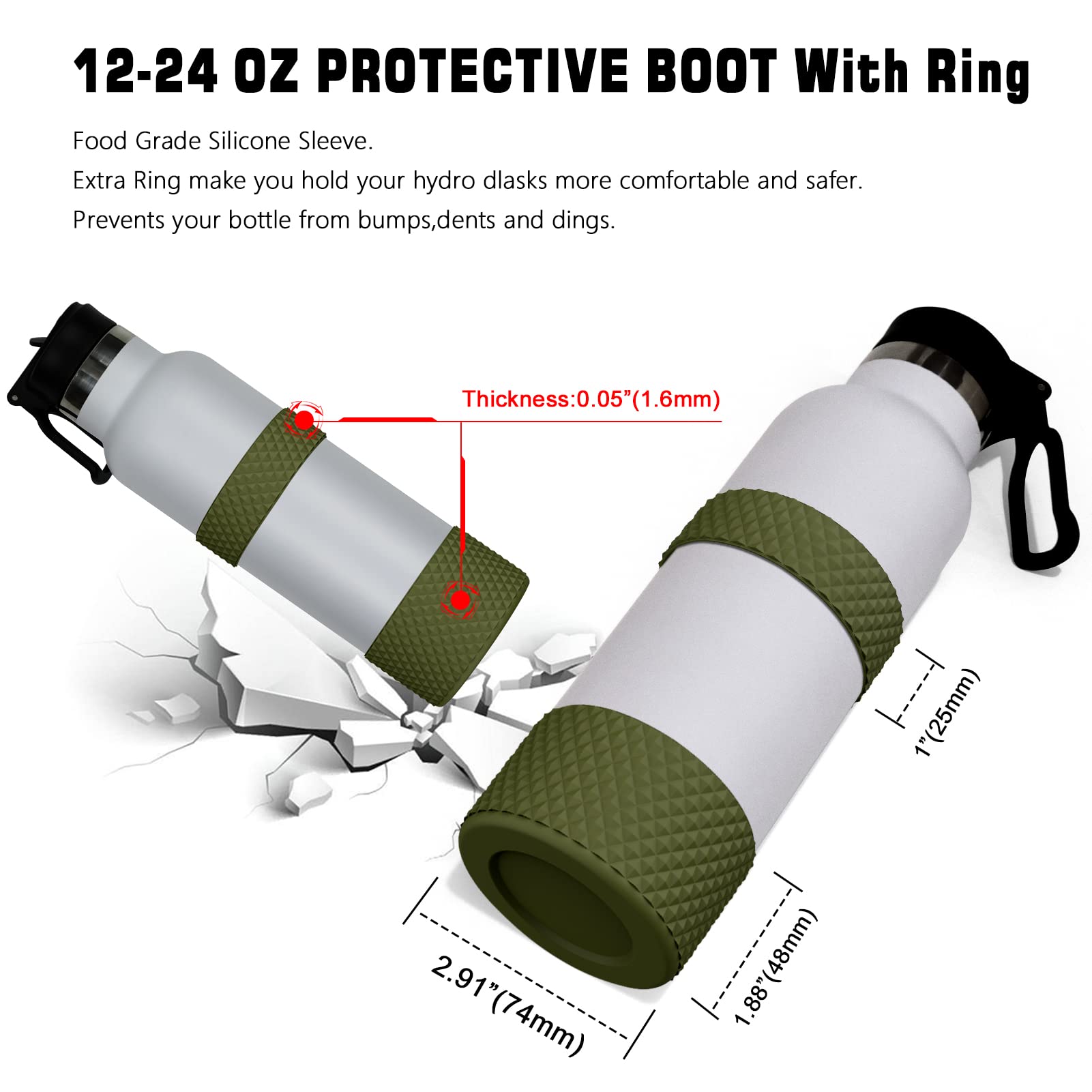 Water Bottle Boot,Diamond Texture Silicone Boot Protector 12oz