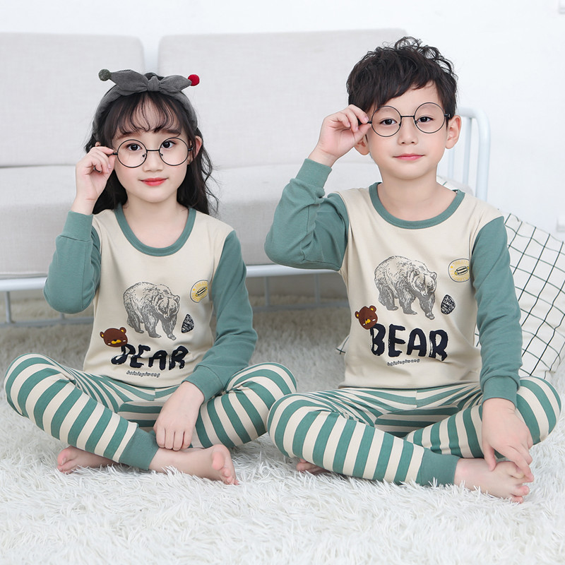 Pajamas kids sleepwear cotton suit set pajama boy girls clothing terno