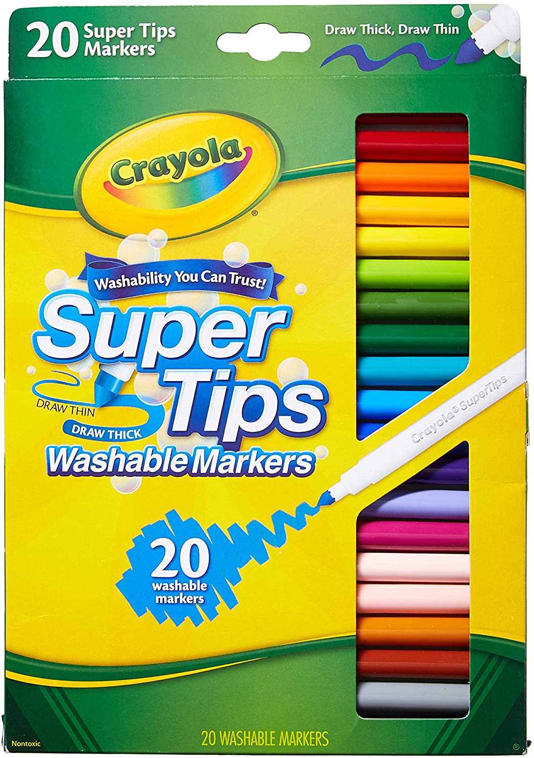 CRAYOLA Super Tips Washable Markers 10 Colors, SuperTips