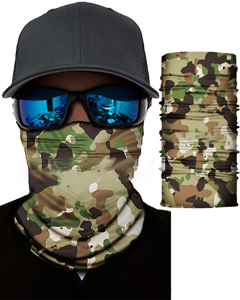 YUybe Fashion Camouflage Printing Dustproof Windproof Fog Haze Can Put Filter Face Mouth Bandanas Suitable for Adults 1Pc 