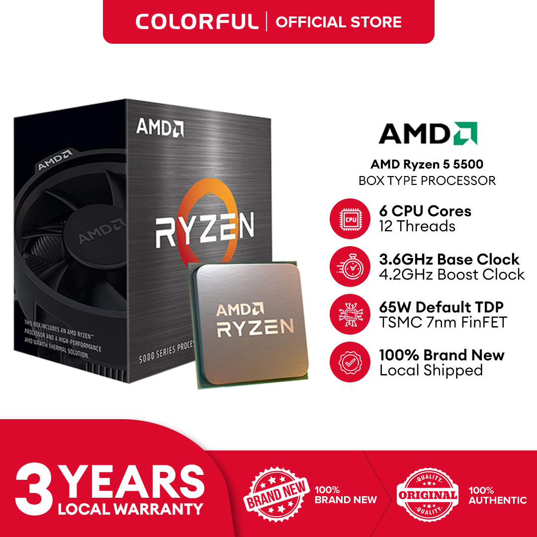 AMD Ryzen 5 5500 Boxed Desktop Processor (w/ AMD Wraith Stealth Cooler)