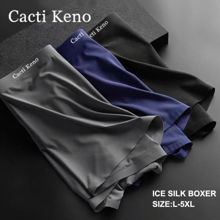 Keno Seamless Ice Silk Men's Boxer Briefs, Breathable Underwear