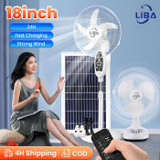 LIBA Solar Electric Fan with USB Charger and Emergency Light