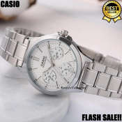 Casio Women's White Dial Stainless Steel Chronograph Watch