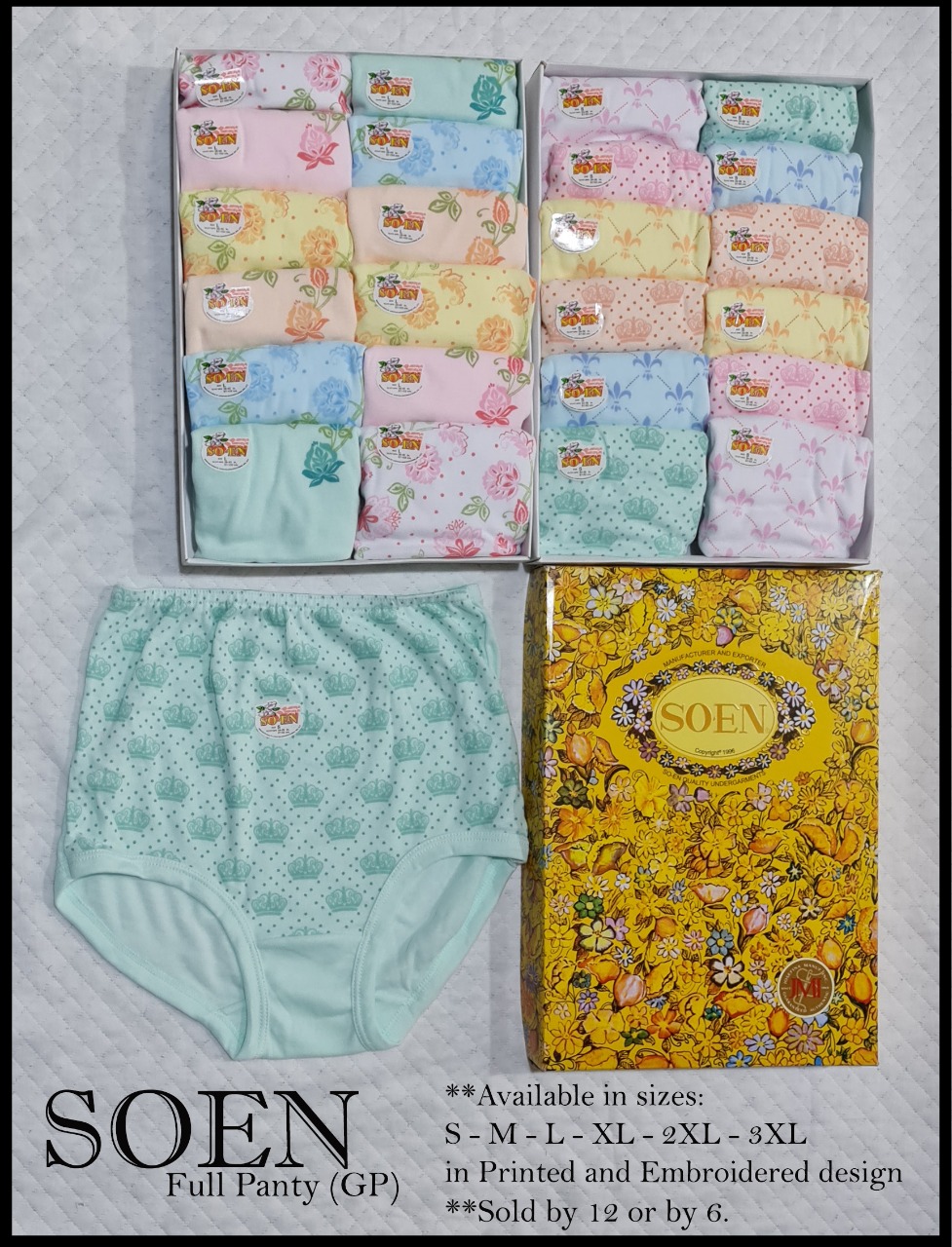 1 Box of 12 Ladies SOEN Flowers Design Design Women's Underwear Panties.  XBN1213.Size : S, M, L .New (Medium) : : Clothing, Shoes &  Accessories