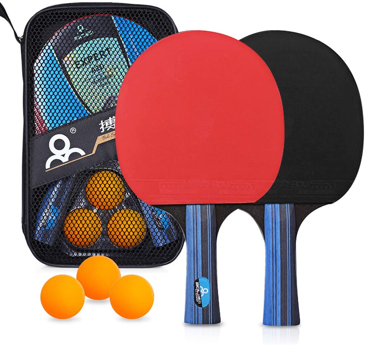 HOL Table Tennis Racket Set with Balls and Case