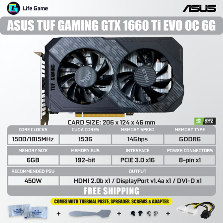 Used Asus Tuf Gtx 1660 Ti Evo OC 6G 192-bit Msi Colorful Gtx 1660 Ti Nvidia