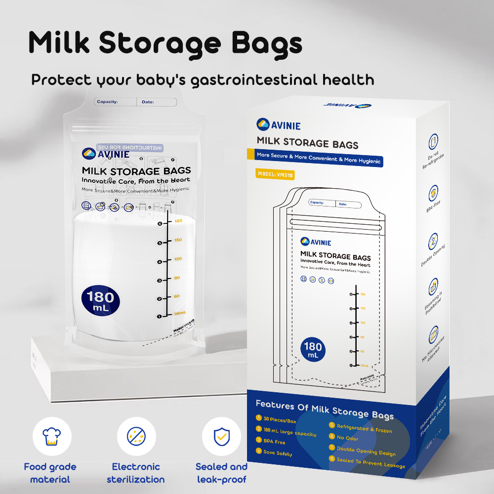 Dr.Isla VMS18 Breastmilk Storage Bag 30PCS 180ml Safely Store your babys milk with BPA-free breast milk Bags 5oz/8oz Breast milk storage