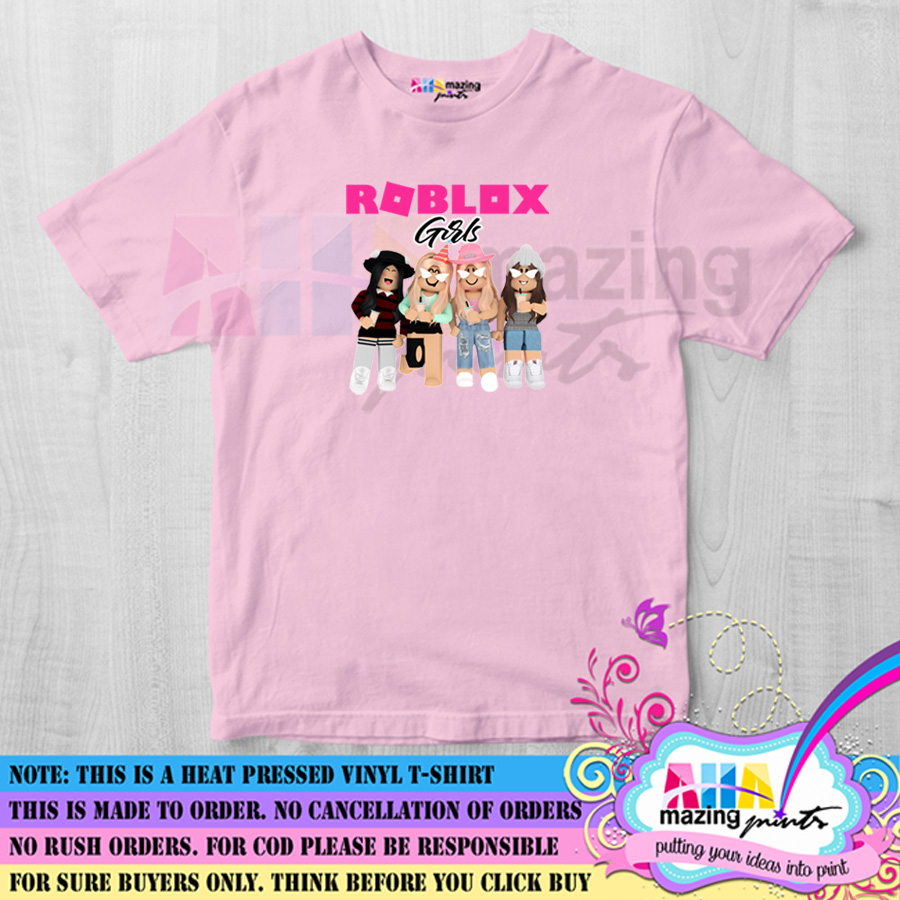 Roblox Tshirt / mobile game gaming Tee / gamer T-shirt Girl Shirt DIY Name  Cute Game baju roblox gfx baju baby tshirt Pink Age 9-11