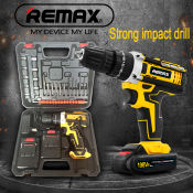 Remax Cordless Drill with Accessory Kit, Powerful Impact Drill