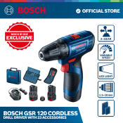 Bosch GSR 120 Cordless Drill Driver with 23 Accessories