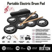 Rixton Portable Silicone Digital Drum Set with Foot Pedal