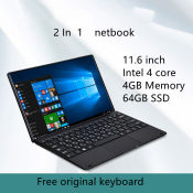 2-in-1 Laptop Tablet, Windows 10, Quad-Core, 4GB RAM, 64GB Storage