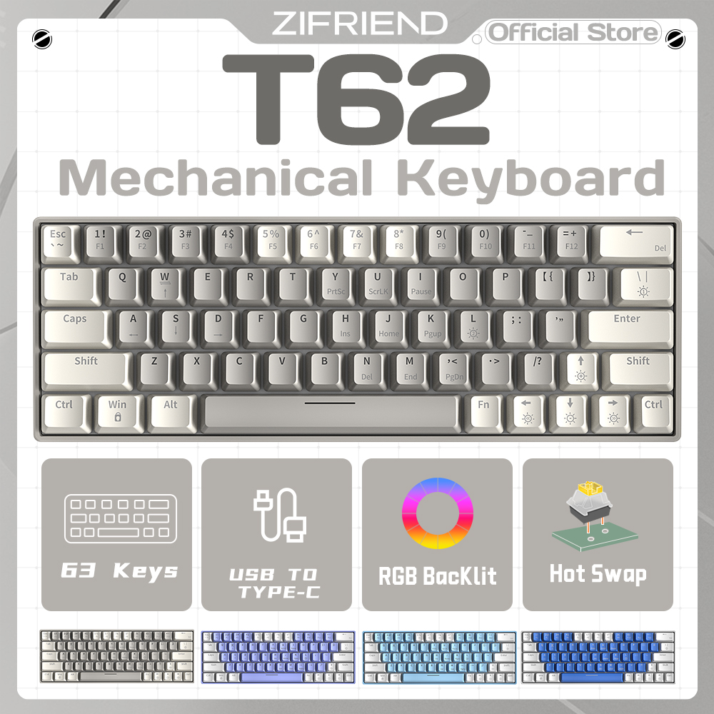 ZIFRIEND T62 Mini Gaming Keyboard with RGB Backlight