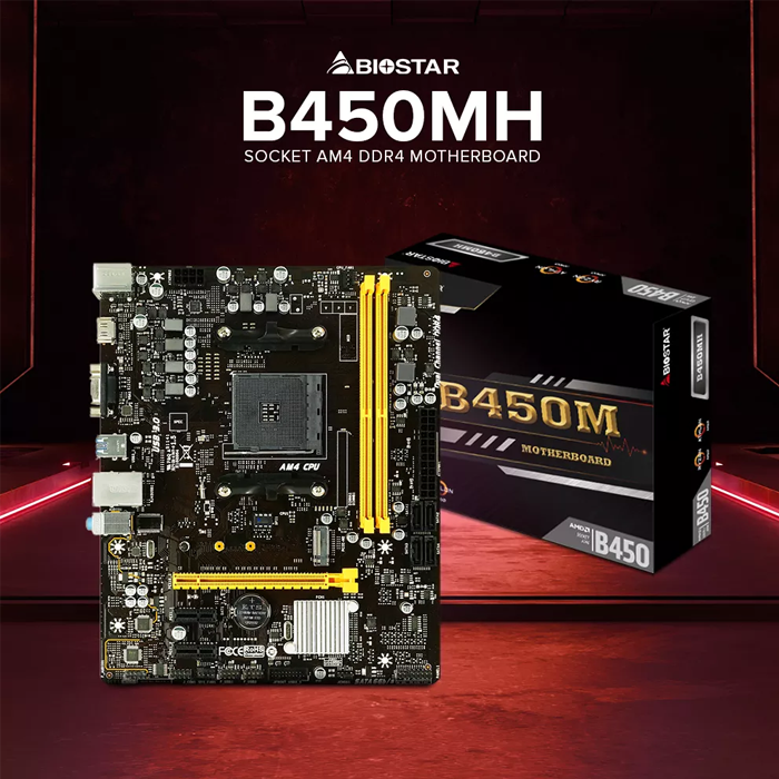 Biostar B450MH Motherboard DDR4 AM4 CPU Socket For AMD