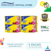Tender Love Powder Scent Baby Wipes 80's Pack of 4