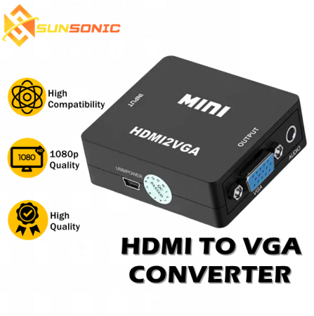 HDMI to VGA Adapter with Audio - Plug and Play