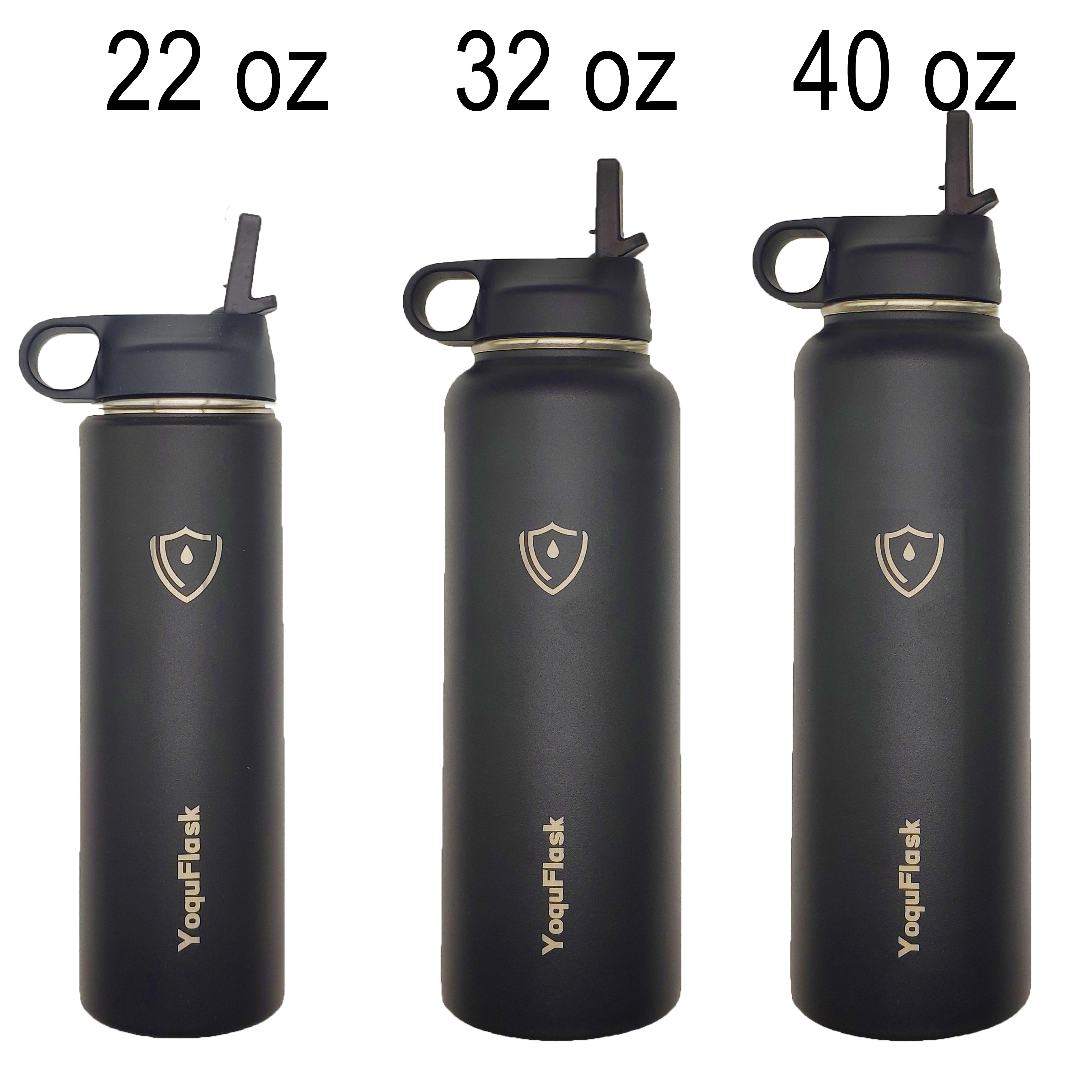 YoquFlask 22oz/32oz/40oz Water Bottle Wide Mouth with Spout Lid Stainless  Steel Drinking Water Flask