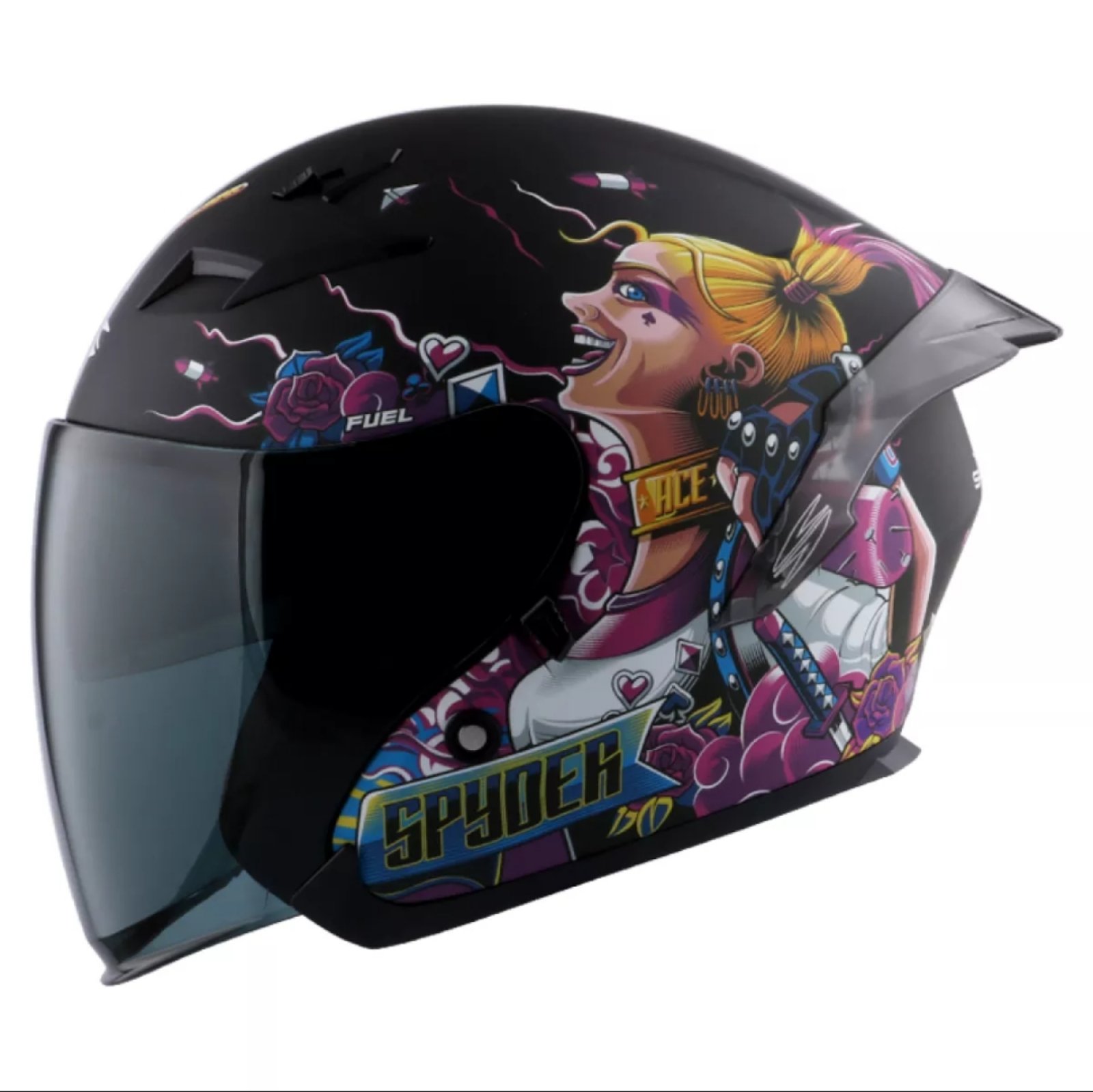 spyder harley quinn helmet half face