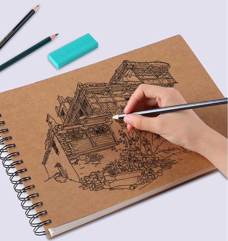 HOT】Professional sketchbook Thick paper Spiral notebook Art school supplies  Pencil drawing notepad
