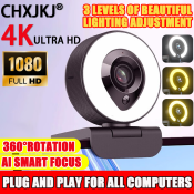 Tk HD 1080p Webcam with LED Lights and Noise Reduction Mic